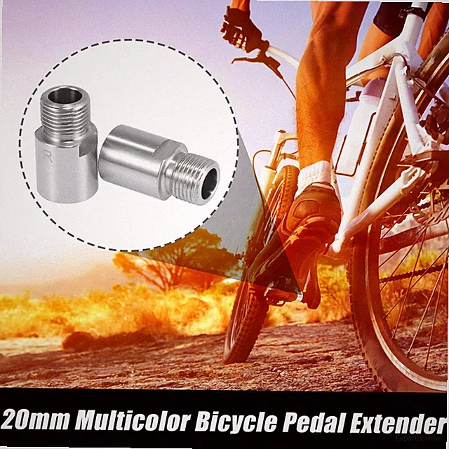 1 Pair Silver Tone Bicycle Pedal Extender Adapter 20mm for 9/16" Cranks Bike