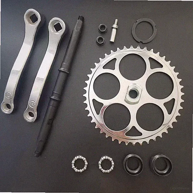 3pcs Chrome Wide Crank w/ 44T Sprocket w/Extended Bottom Bracket Assembly