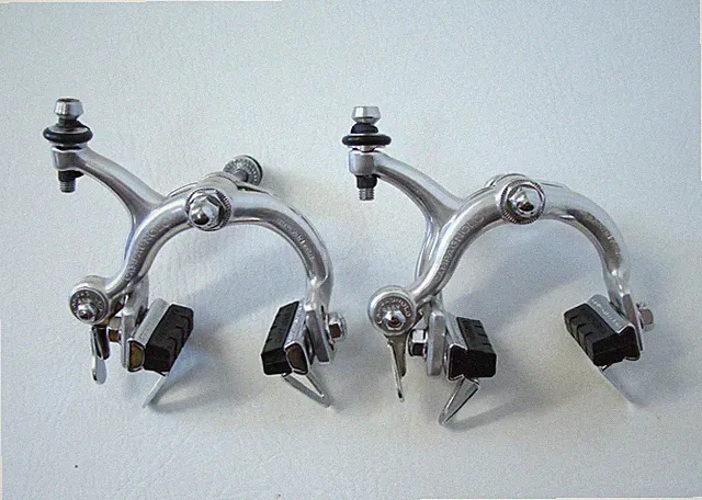 ~ 70's Campagnolo Nuovo Record Long Reach Brake Calipers Flat Releases Nutted ~
