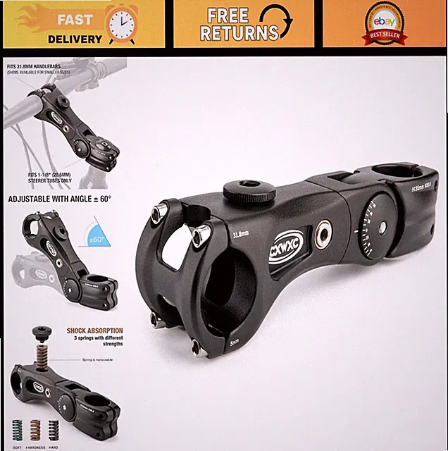 Adjustable Bike Stem Riser 100/135mm - Shock-Absorbing Handlebar Extender for Mo