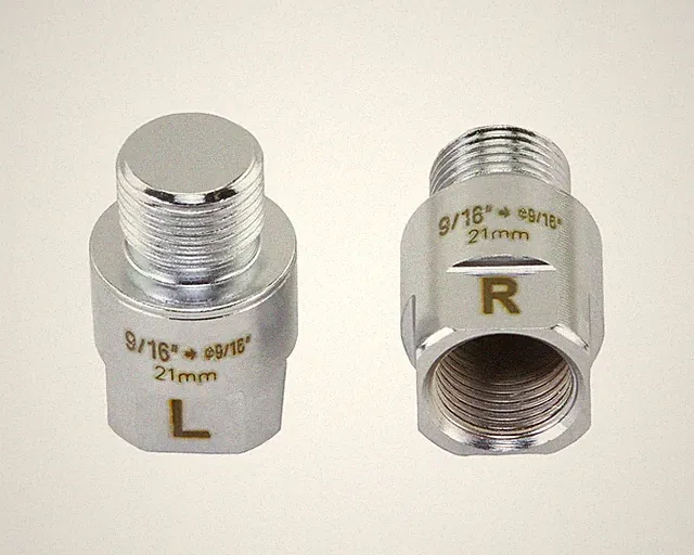 Bicycle Pedal Extenders 21mm 9/16 Crank to 9/16 Pedal Chrome Pair BMC/Cruisers.
