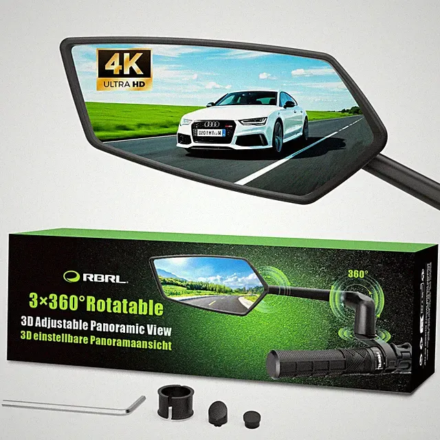 Bike Mirror, 3D Adjustable Arm for Extended Reach, Aluminum Alloy Anti-shake...