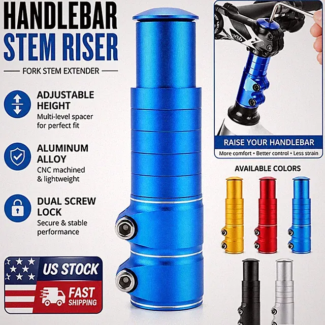 Bike Stem Riser 1-1/8" Adjustable Handlebar Extender for Bicycle Road Bike MTB
