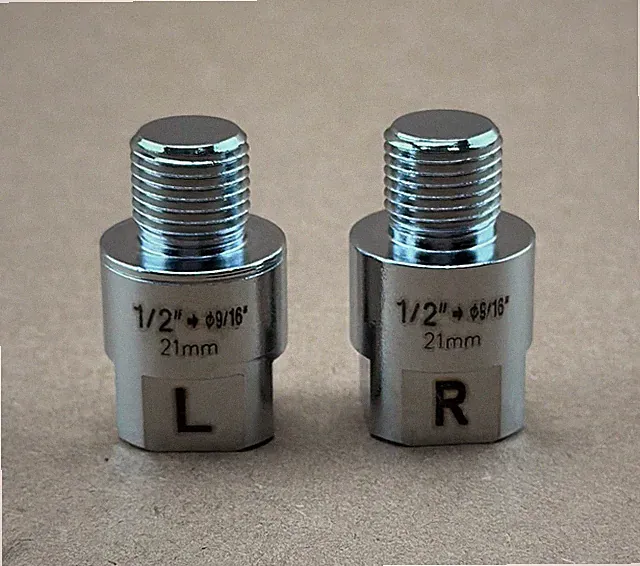 CHROME Bicycle Pedal Adapter Extender 21mm Fits 1/2" Crank & 9/16" Pedal MTB BMX