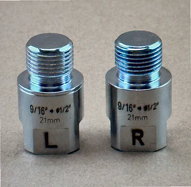 CHROME Bicycle Pedal Adapter Extender 21mm Fits 9/16" Crank & 1/2" Pedal MTB BMX