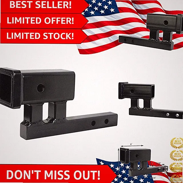 Durable Hitch Receiver Extender - 9" for Cargo & Bike Racks, 4" Rise/3-3/8" Drop