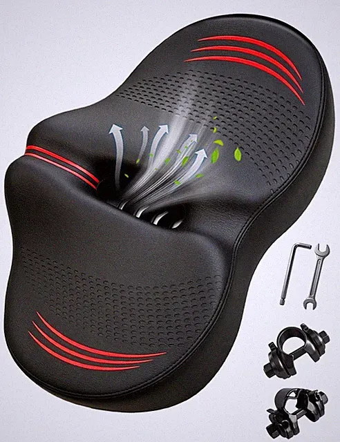 Extra Wide Noseless Bike Seat Men Women 13.6 Padded Bicycle Saddle Comfort Exerc