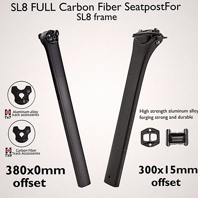 For SL8 Carbon Road Bike Seatpost 0/15mm Offset 300/380mm Length Matte Seat Tube