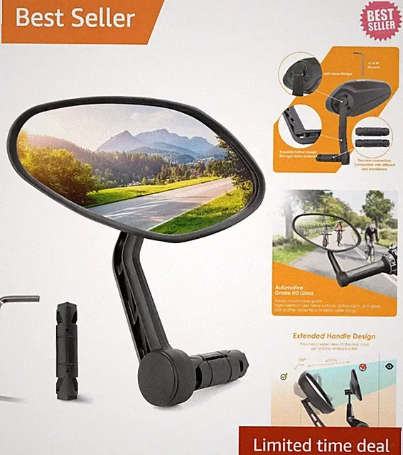 High-Definition Handlebar Mirror - Anti-Glare, Adjustable, and Easy to Install