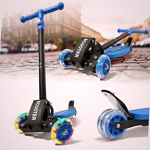 Kick Scooters for Kids 5-7 8-12,Lean to Steer,Three Wheeled Light Up,28" Blue