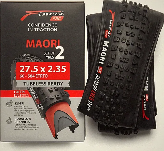 Maori Tubeless 27.5X2.35 Bike Tire 120 TPI - Foldable Aramid 27.5 Mountain Bike