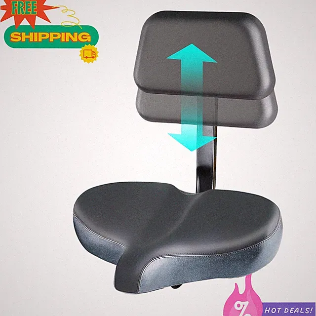 NEW Oversized Bike Seat w Backrest Wide Bicycle Saddle Soft Waterproof Cushion