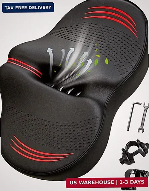 Noseless Oversized Bike Seat Replacement, NEW Comfortable Extra Wide 13.6" Padde
