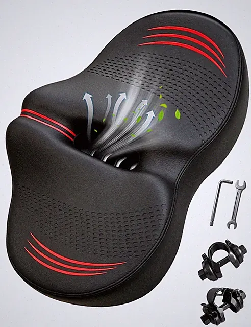 Noseless Oversized Bike Seat Replacement, NEW Comfortable Extra X-Large, Red