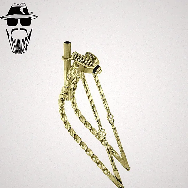 ORIGINAL LOWRIDER 26” Bird Cage Twisted BENT Springer Fork 1” Threaded Gold.