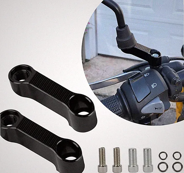 PSLER M10 Motorcycle Mirror Extenders, Rear View Mirrors Handlebar Mount Riser E