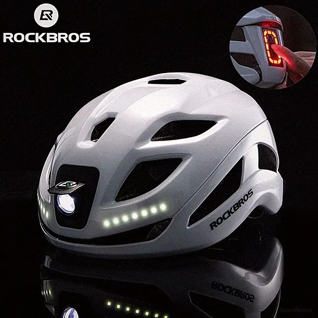 ROCKBROS Bike Helmets with Warning Light USB Rechargeable Front & Back LED Light