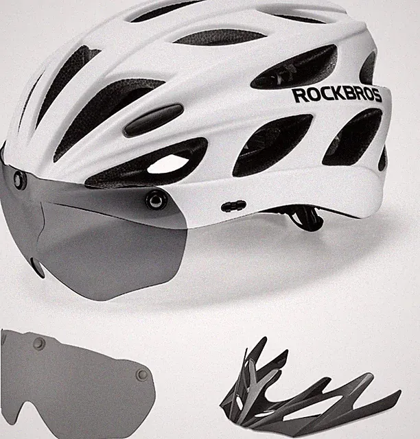 ROCKBROS Cycling Helmet with Removable Magnetic Goggles Sun Visor for Adult M-XL