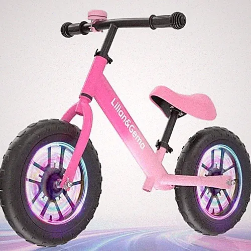 Toddler Balance Bike Colorful Lighting, 12'' Kids Balance Bike for 2-5 pink