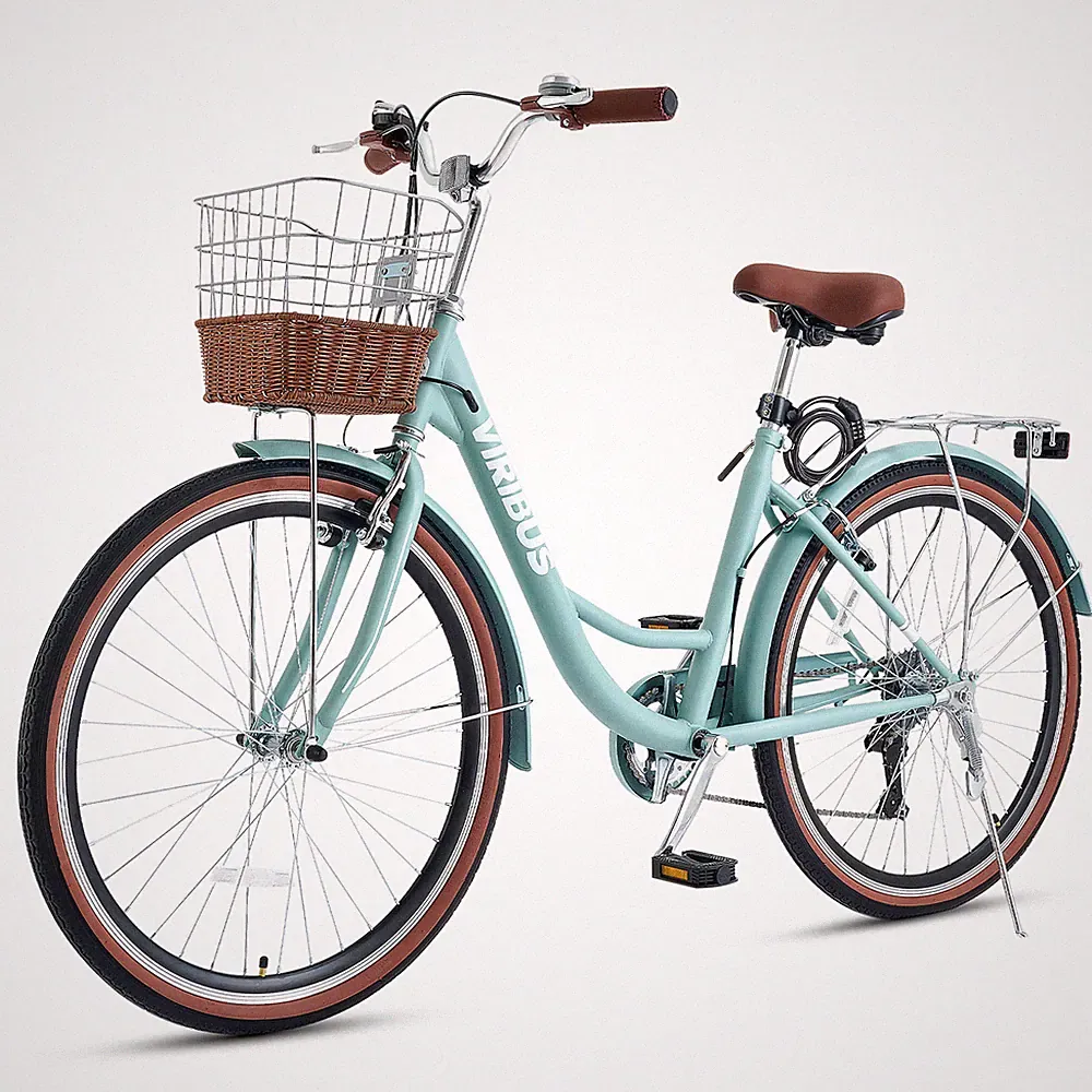 VIRIBUS 7-Speeds Beach Cruiser Bike 24''/26" City Bicycle For Women Ladies